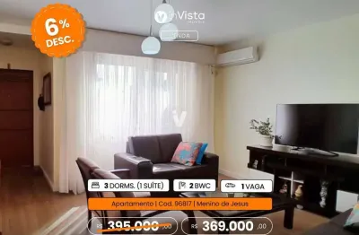 Apartamento amplo de 3 dormitórios, sacada, suíte e vaga de garagem!