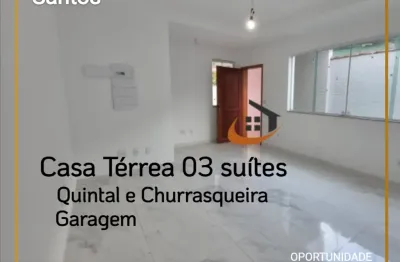 Casa térrea com 03 suítes  no bairro boqueirão - santos