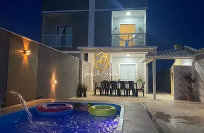 Casa mobiliada com piscina em residencial em unamar