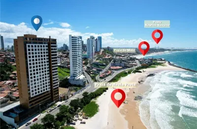 Apartamento 02 suítes 64m² vista mar de frente  para praia de areia preta