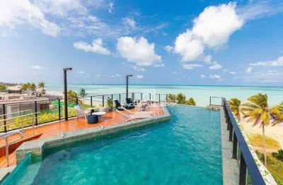 Flat pé na areia com 1 dormitório à venda, 18 m² por r$ 435.000 - jardim oceania - joão pessoa/pb