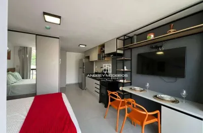 Flat mobiliado com 1 dormitório à venda, 28 m² por r$ 430.000 - jardim oceania - joão pessoa/pb