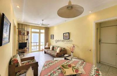 Apartamento para venda na praia de pitangueiras, na quadra da praia, 02 dormitórios, com sacada e 01 vaga de garagem