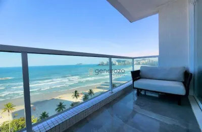 Apartamento de frente à praia, 03 dormitórios, reformado, 01 vaga, pitangueiras