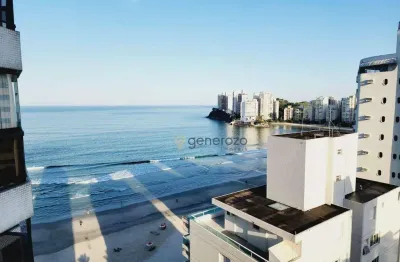 Apartamento a venda na praia das astúrias, frente ao mar, 03 dormitórios, com garagem e lazer