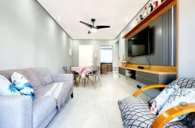 Apartamento a venda na praia das astúrias, 02 dormitórios, com sacada e 01 vaga de garagem