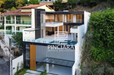 Casa moderna de 485 m² com 4 quartos (3 suítes) no condomínio aruã - à venda  por r$ 5.700.000 - charitas, niterói/rj