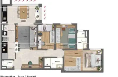 Apartamento tipo para venda em city américa com 3 quartos, sendo 1 suíte, 87m²
