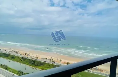 Apartamento três suítes, nascente  pé na areia em jaguaribe com maravilhosa vista mar