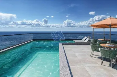 Apartamento tipo studio, quarto, cozinha americana e banheiro, 24,45m2 de frente para o mar da ondina