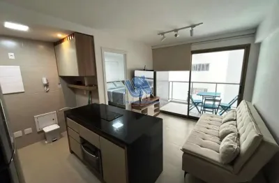 Apartamento mobiliado quarto e sala com varanda nascente 36m2 na barra