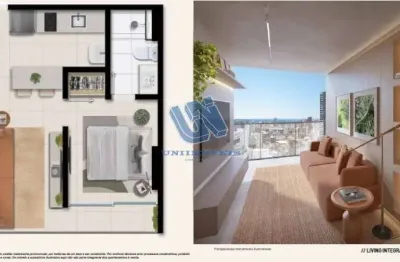 Apartamento quarto e sala com varanda 32,65m2 no jardim apipema