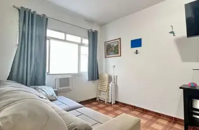Apartamento 1 dormitório 1 vaga mobiliado prédio frente pro mar e vista lateral