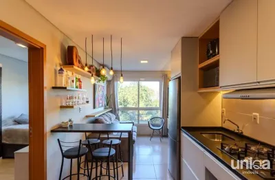 Apto 01 dormitórios 100% mobiliado com garagem no ed vila di fiori camobi