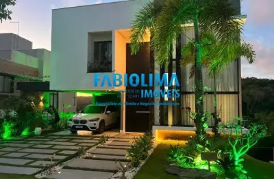 Casa em condomínio fechado com 4 quartos à venda na rua arembepe, 2, abrantes, camaçari, 410 m2 por r$ 2.590.000