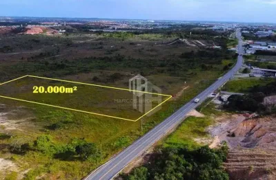 Camaçari - terreno com 20.000m³ plano, de frente para a pista da avenida jorge amado. ideal para logística, condomínio de galpões e fábricas.