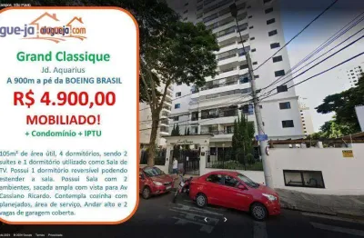 Apartamento mobiliado para alugar no jardim aquarius com 4 quartos  105m²