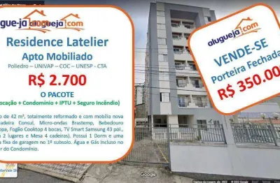 Apartamento com 1 dormitório, 42 m² - venda por r$ 350.000,00 ou aluguel por r$ 2.900,00/mês - jardim são dimas - são josé dos campos/sp
