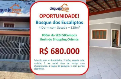 Sobrado com 4 dormitórios à venda, 120 m² por r$ 680.000,00 - bosque dos eucaliptos - são josé dos campos/sp