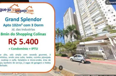 Apartamento com 3 dormitórios para alugar, 102 m² por r$ 6.525,00/mês - jardim das indústrias - são josé dos campos/sp