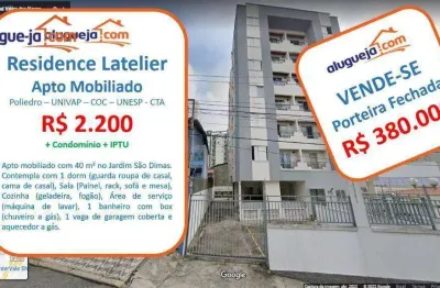 Apartamento com 1 dormitório, 40 m² - venda por r$ 380.000,00 ou aluguel por r$ 2.815,00/mês - jardim são dimas - são josé dos campos/sp