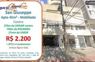 Apartamento com 1 dormitório para alugar, 45 m² por r$ 2.690,00/mês - centro - são josé dos campos/sp