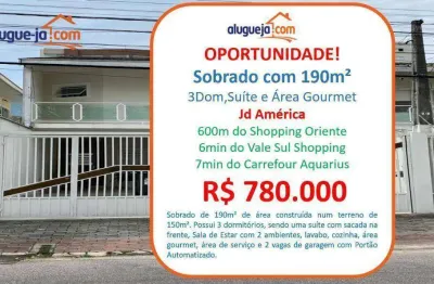 Sobrado com 3 dormitórios à venda, 190 m² por r$ 780.000,00 - jardim américa - são josé dos campos/sp