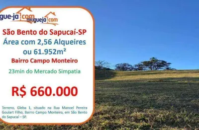 Área à venda, 61952 m² por r$ 660.000 - campo monteiro - são bento do sapucaí/sp