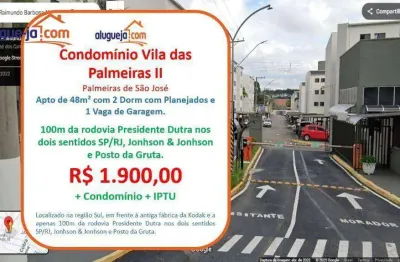 Apartamento com 2 dormitórios para alugar, 48 m² por r$ 2.367,00/mês - palmeiras de são josé - são josé dos campos/sp