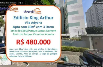 Apartamento com 3 dormitórios à venda, 60 m² por r$ 480.000 - vila adyana - são josé dos campos/sp