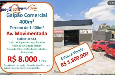 Galpão, 400 m² - venda por r$ 1.800.000 ou aluguel por r$ 8.340/mês - parque interlagos - são josé dos campos/sp