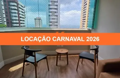 Apartamento para locação carnaval 2026. 3 quartos, 2 suítes, 2 salas, 3 banheiros, 1 vaga de garagem na vitória, salvador-ba, 127m².