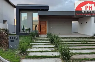Casa nova com piscina, suíte com closet e área gourmet condomínio de luxo