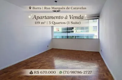 Apartamento para Venda em Salvador, Barra, 3 dormitórios, 1 suíte, 3 banheiros, 1 vaga