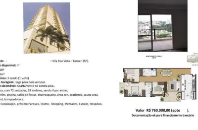Apartamento para venda - r$ 760.000,00 - 3 dormitórios sendo 1 suíte - vila boa vista - barueri/sp.