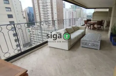 Apto para locação com 512m², 4 suites, Semi mobiliado na Vila Nova Conceição, 8 vagas