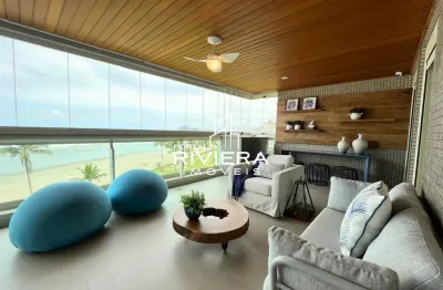 Frontal ao mar com elevador privativo e 4 suítes, 211m² úteis