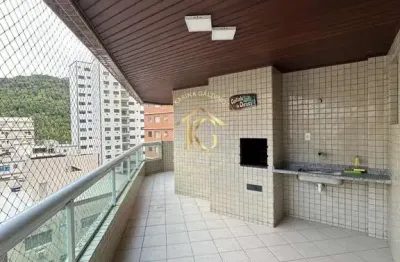 Apto 2 quartos (1 suíte) canto forte: semimobiliado, varanda gourmet, vista mar.