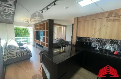 Apartamento flat a venda no luzes da mooca, decorado e mobiliado, sacada nivelada, ar condicionado,  cozinha americana, frente, lavabo - di cunto