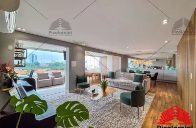 Apartamento mobiliado no anália franco, 165m2, varanda gourmet integrada com a sala, 3 suítes, ambientes com ar condicionado, 3 vagas de garagem