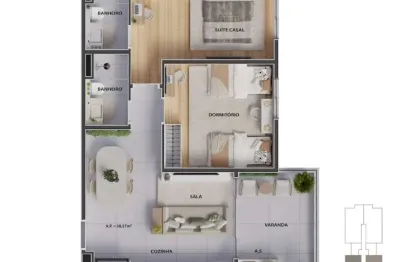 Apartamento 2dorm/1suíte -58,57m² - massaguaçu - caraguatatuba-sp