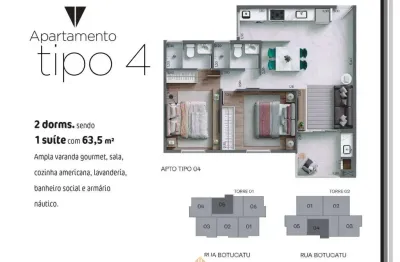 Unidade 1º andar - apto 2dorm/1suíte - 63,50m²- praia das palmeiras - caraguatatuba-sp