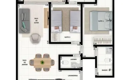 Unidade 1º andar - apto 2dorm/2suítes - 73,09m²- praia grande- ubatuba-sp