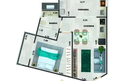 Unidade 1° andar - 1dorm - 44,56m² - praia grande - ubatuba-sp