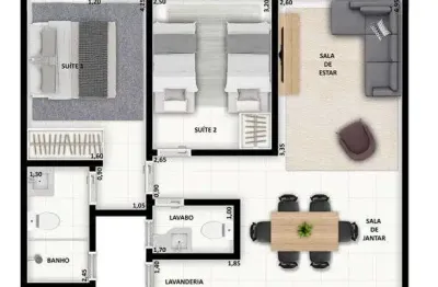 Unidade 1º andar - apto 2dorm/2suítes - 76,10m²- praia grande- ubatuba-sp