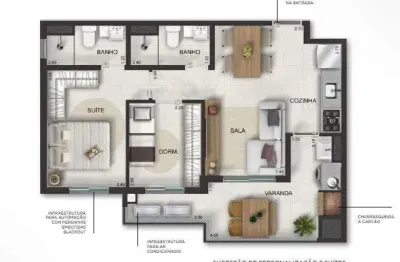 Unidade 1º andar - apto 2dorm/1suíte - 55,86m² - massaguaçu - caraguatatuba-sp