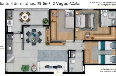 Apto 3dorm/1suíte - 79,50m² - parque industrial, são josé dos campos -sp