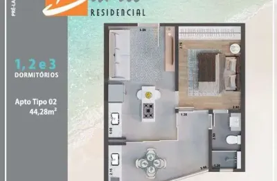 1dorm/suíte - 44,28m², jardim britânia, caraguatatuba-sp