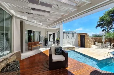 Luxuosa casa em condomínio à venda em campinas-sp no loteamento alphaville campinas: 4 quartos, 4 suítes, 3 salas, 6 banheiros, 6 vagas de garagem, 370m² de área.