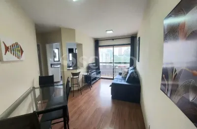 Apartamento mobiliado para locação no morumbi - novo. sala com varanda, 1 dormitório, 1 vaga